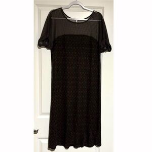 Free People Gray Mesh Midi Dress,  Size Large